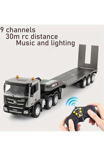 XIUWOO Remote Control Building Toys, 9 Channel 2.4G Wireless Electric Alloy Transporter, 1:24 Remote