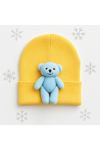 Lolliboomkids Children's Plush Teddy Bear Appliqued Beanie 2-10 Years Standard Size