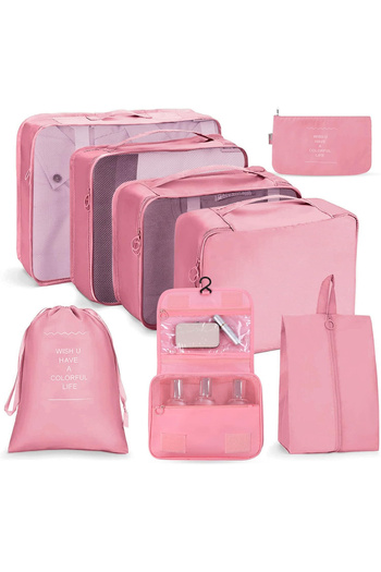 OEM Suitcase and luggage space organizers - set of 8 pieces Pink