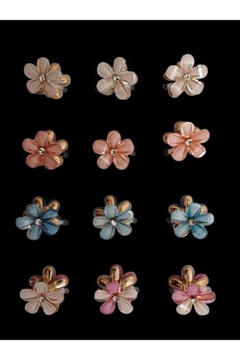 Generic SUFY Floral Decorative Hair Clips, Set of 12, Assorted Colours