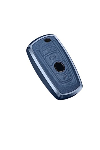 OEM Aluminum Cover with Blue Leather for BMW Car Key