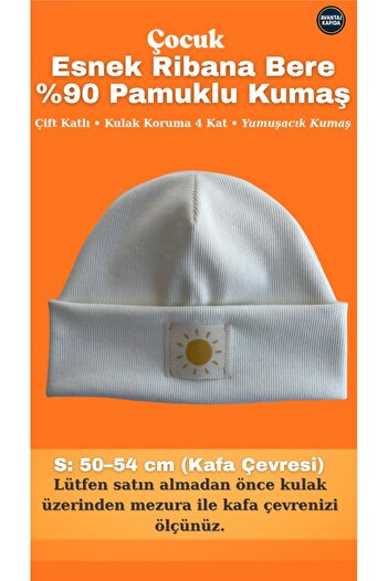 Mustran Baby Kids Beanie Ribbed Cotton Winter Soft Hat Double Layer Ear Gift