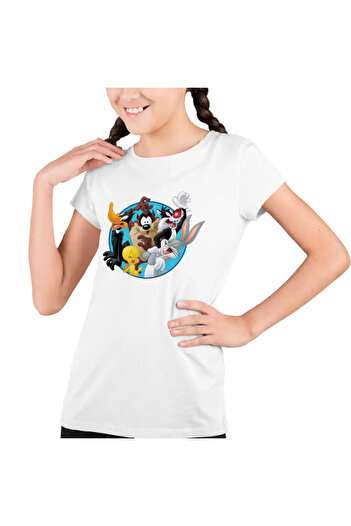 OEM Kids Girls T-Shirt Tweety Sylvester Daffy Bugs Bunny Taz Tasmanian Devil