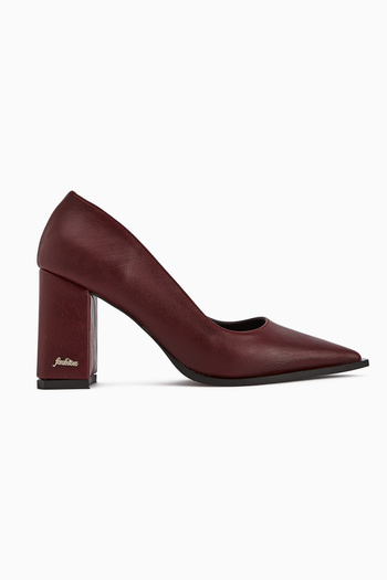 Limoya Lucy Burgundy Thick Heeled Shoes Women's Stiletto