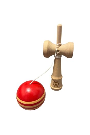Kendama Japanese Wooden Toy, Professional, Red Stripes, 20cm