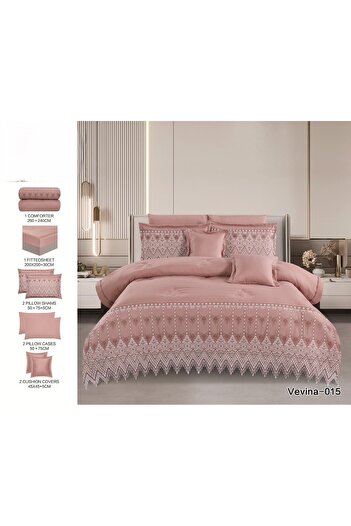 Roshen A sophisticated microfiber lace bedspread set with prominent details and a touch of luxury and elegance. A quilt measuring 240*260.