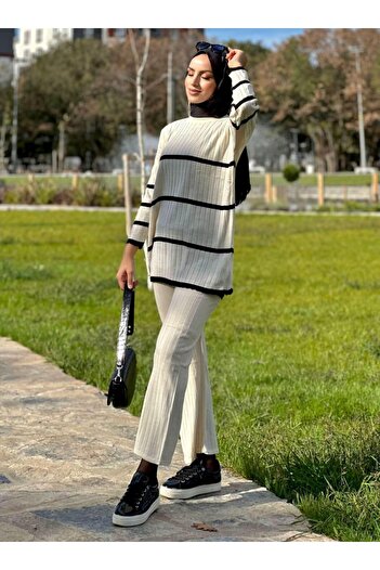 Nergis Neva Butik New Season Striped Knitwear Set