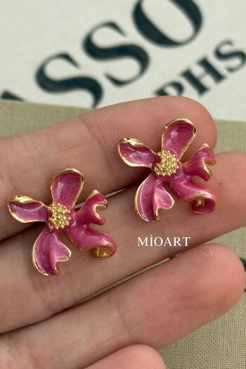 MioArt Women's Enamel Flower Earrings