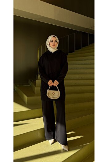 NİSUM MODA Cross Hair Braided Knitwear Set