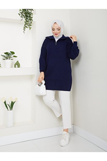 Nergis Neva Butik New Season Ribbed High Neck Knit Tunic