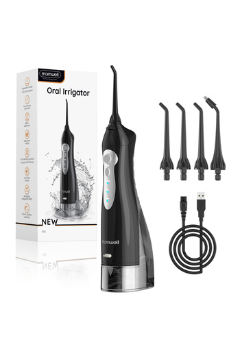 Mornwell D52 Black Dental Floss Portable Cordless F18 Oral Irrigator 3 Cleaning Modes Waterproof Rechargeable