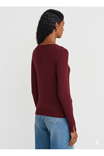 Dilvin V-Neck Sleeve Slit Sweater