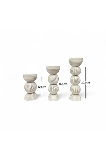 Casco Decorative candlestick set with a wavy spherical design