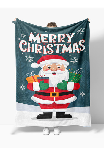 Erays Home Santa Claus Christmas Pattern Fleece Tv Blanket Polar Soft Christmas Blanket