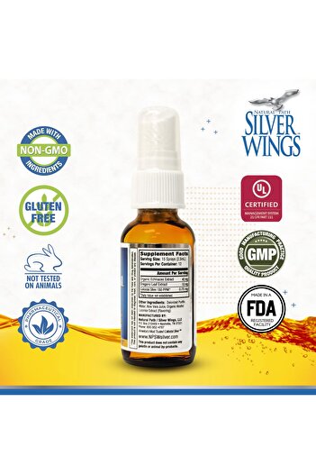 Natural Path Silver Wings Colloidal Silver 150ppm (750mcg) w/Echinacea & Oregano Immune Support Supplement - 1 fl. oz Spray