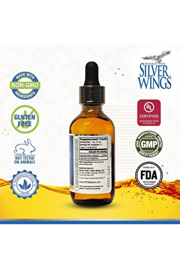 Natural Path Silver Wings Colloidal Silver Liquid - Enhanced Immune Support Supplement - 250ppm (1250mcg) - 2oz Dropper