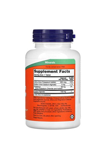 Now Foods Potassium Plus Iodine 180 Tablets