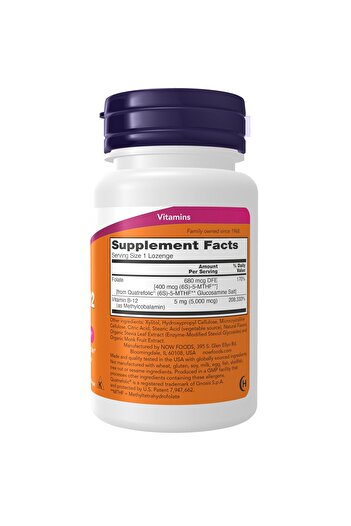 Now Foods Supplements, Methyl B-12 (Methylcobalamin) 5,000 mcg, Nervous System Health*, 120 Lozenges