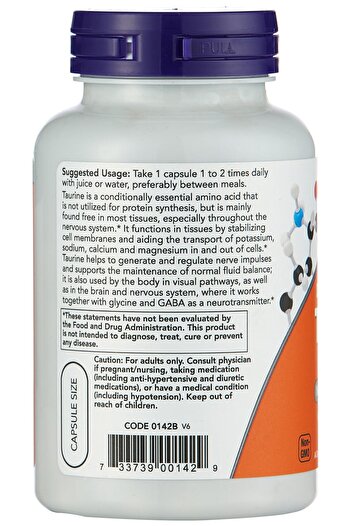 Now Foods by Now Double Strength Taurine Nervous System Health 1000mg 100 Capsul