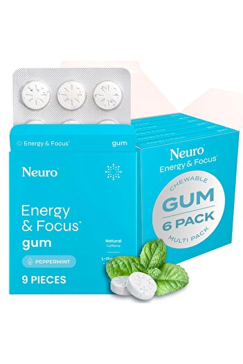NeuroGum Energy & Focus Gum (54 Count, Peppermint) | 40mg Caffeine + L-Theanine