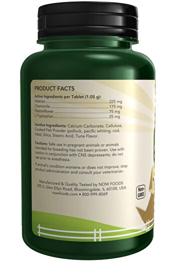 Now Foods NOW Pet Relaxant Supplement for Cats & Dogs, NASC Certified, 90 Chews
