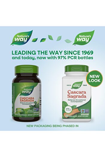 Nature's Way Cascara Sagrada Bark, 270 mg, 100 Capsules for Occasional Relief