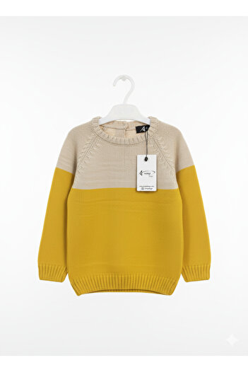 imoop design Kids Crew Neck Buttoned Knit Sweater