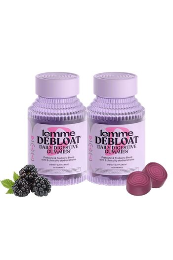Lemme Debloat Digestive & Gut Health Gummies with Probiotics & Prebiotic, Blackberry (60 Count, Pack of 2)