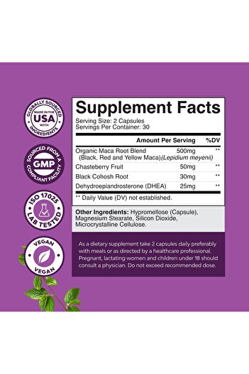 Natures Craft Perimenopause Supplement with Maca, Vitex & Black Cohosh for Hot Flashes & Mood (1 Month)