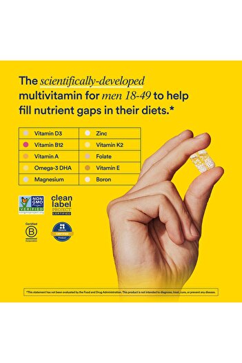 ritual Multivitamin for Men 18+ with Zinc, D3, B12, K2 & Omega-3, Vegan, 30 Day Supply