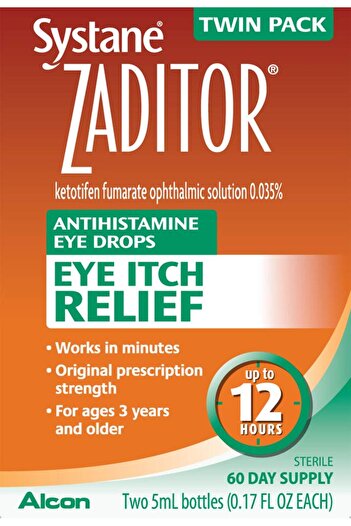 Alcon Zaditor Antihistamine Eye Drops, Twin Pack, 5-mL Each