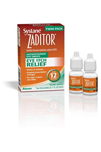 Alcon Zaditor Antihistamine Eye Drops, Twin Pack, 5-mL Each