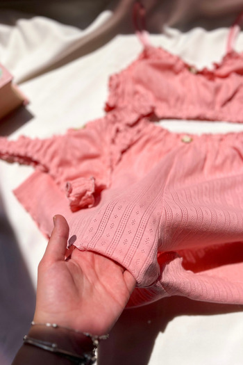 Lola Of Shine Romeo %100 Pamuklu 3’lü Pijama Takımı Bralet Şort Külot Seti