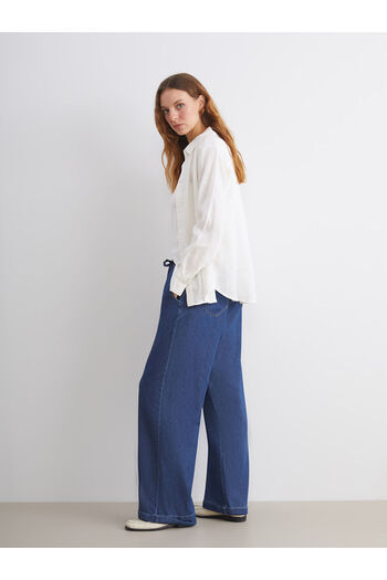 LC Waikiki Indigo Waist Elastic Wideleg Women's Jean Trousers