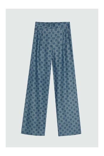 LC Waikiki Indigo Checkered Jean Look Wide Leg Trousers Indigo