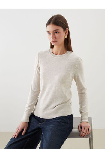 LC Waikiki Beige Crew Neck Women's Knitwear Sweater