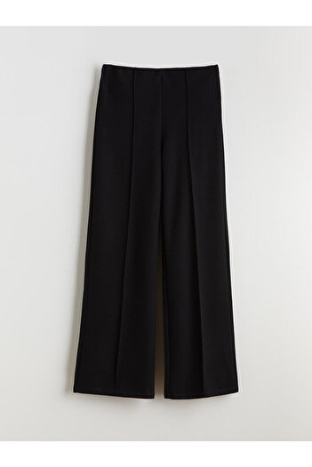 LC Waikiki Black Elastic Waist Wide Leg Women's Trousers