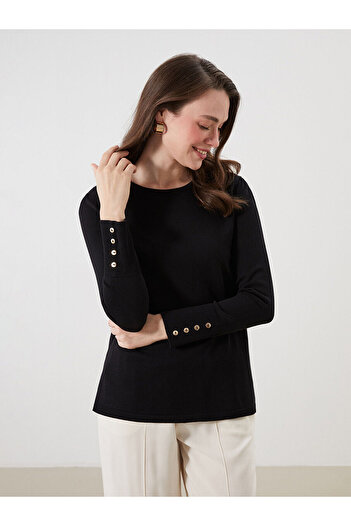 LC Waikiki Black Crew Neck Women's Knitwear Sweater
