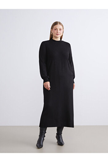 LC Waikiki Plus New Season Stand Collar Knitwear Dress