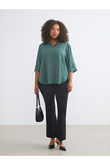LC Waikiki Black Plus Size Slim Fit Flared Women's Pants