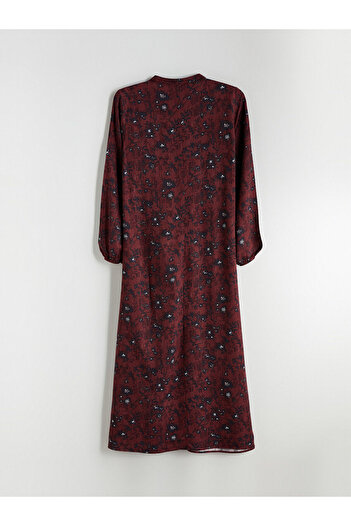 LC Waikiki Lcw Grace Red Ruffled Neckline Patterned A-Line Dress