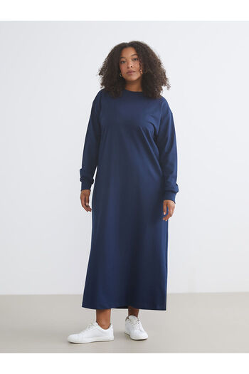 LC Waikiki Navy Blue Crew Neck Sweatshirt Dress
