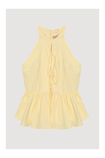 LC Waikiki Sari Front Lace-Up Halter Neck Blouse Yellow