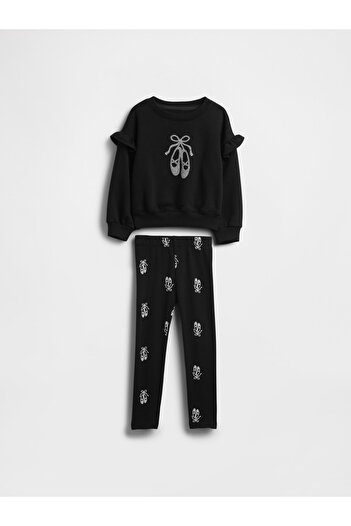 GAP Kız Bebek Siyah Sweatshirt & Legging Tayt Set