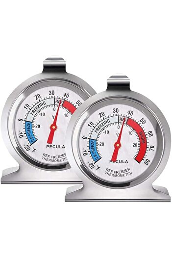 Generic PECULA 2 Pack Refrigerator Thermometer -30~30°C/-20~80°F, Classic Fridge Thermometer Large Dial wi