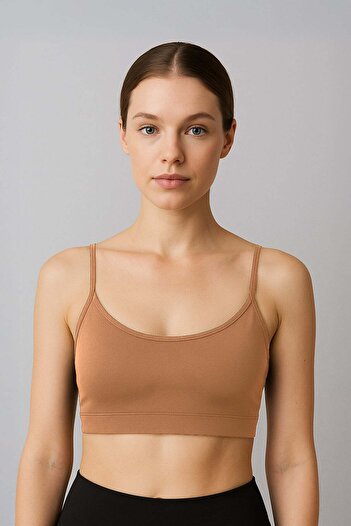 İLKE İÇ GİYİM Women's Thin Strap Padded Basic Sports Tank Top 5 Pieces