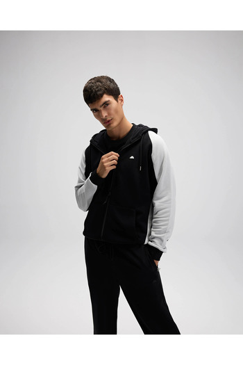 Ellesse Em560-Bk Zippered Hooded Men's Sweatshirt - Black