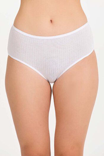 İLKE İÇ GİYİM Women's High Waist Thin Striped Bato Panties 10 Pieces