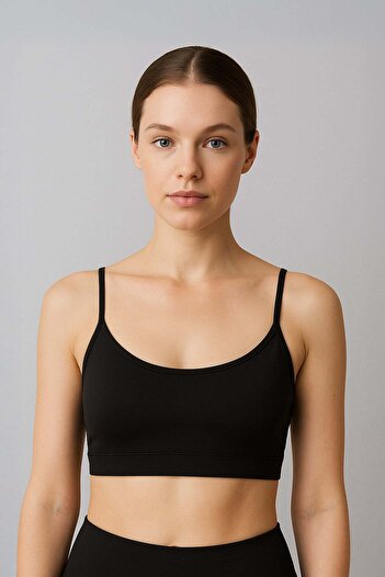 İLKE İÇ GİYİM Women's Thin Strap Padded Basic Sports Tank Top 10 Pieces