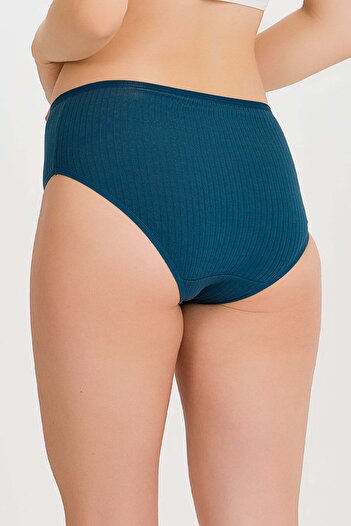 İLKE İÇ GİYİM Women's High Waist Thin Striped Bato Panties